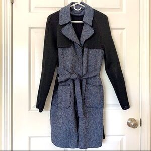 Elie Tahari Raw Edge Flap Trench Coat